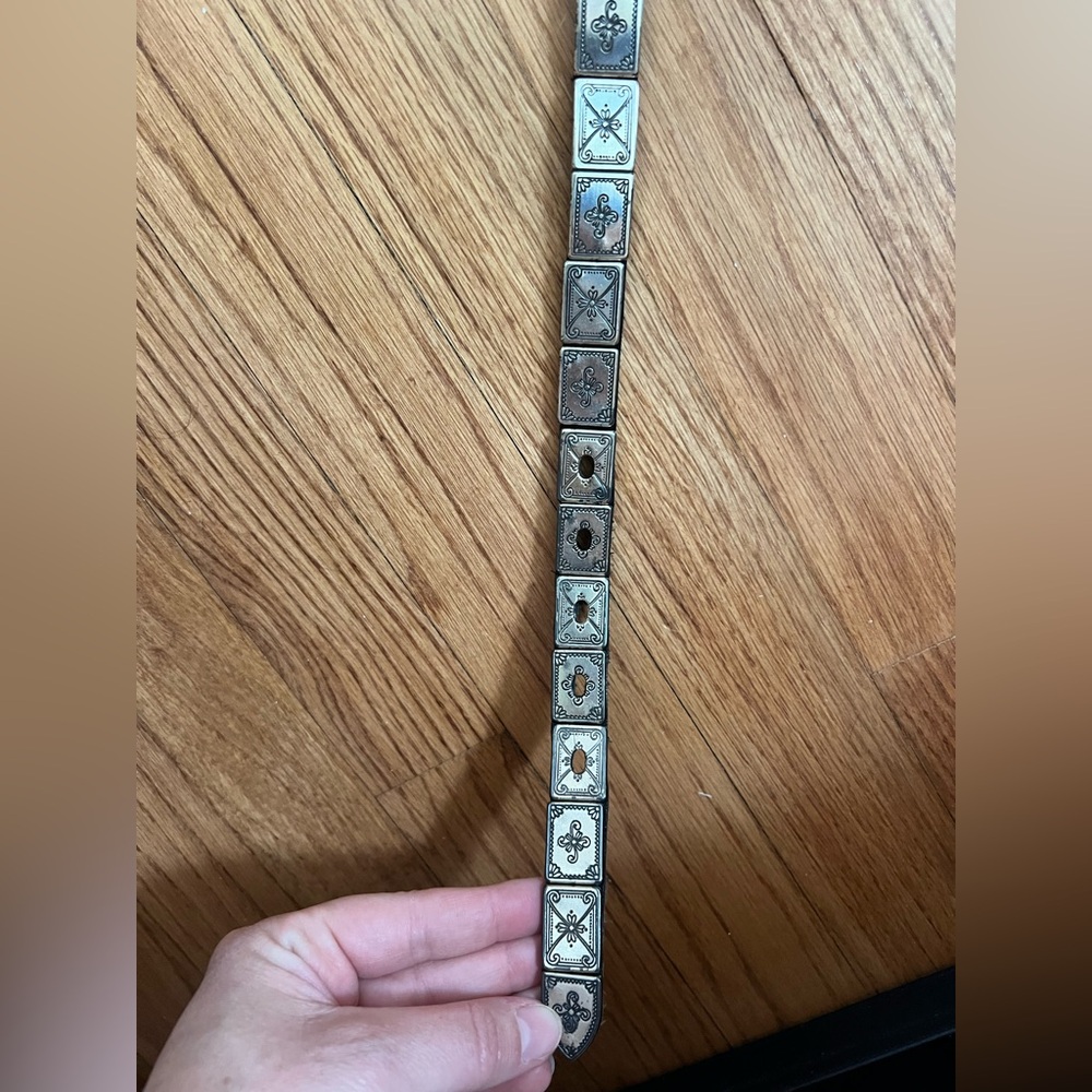 Silver vintage belt with engraved squares - Picture 3 of 4